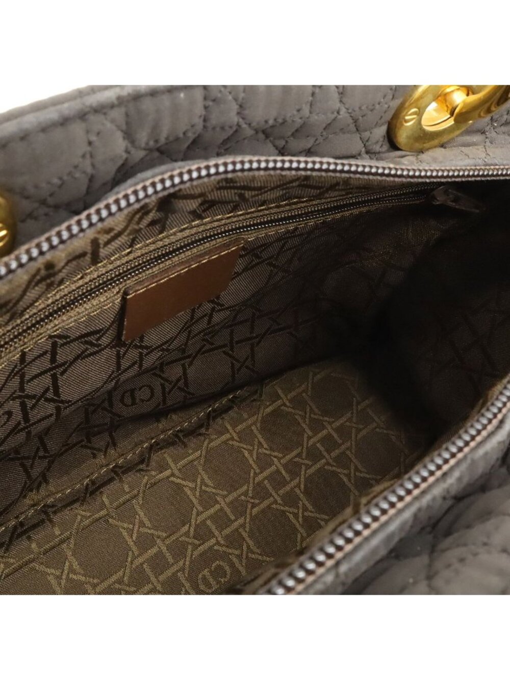 Dior Cannage Tote Nylon Dark Brown Gold - Picture 6 of 8